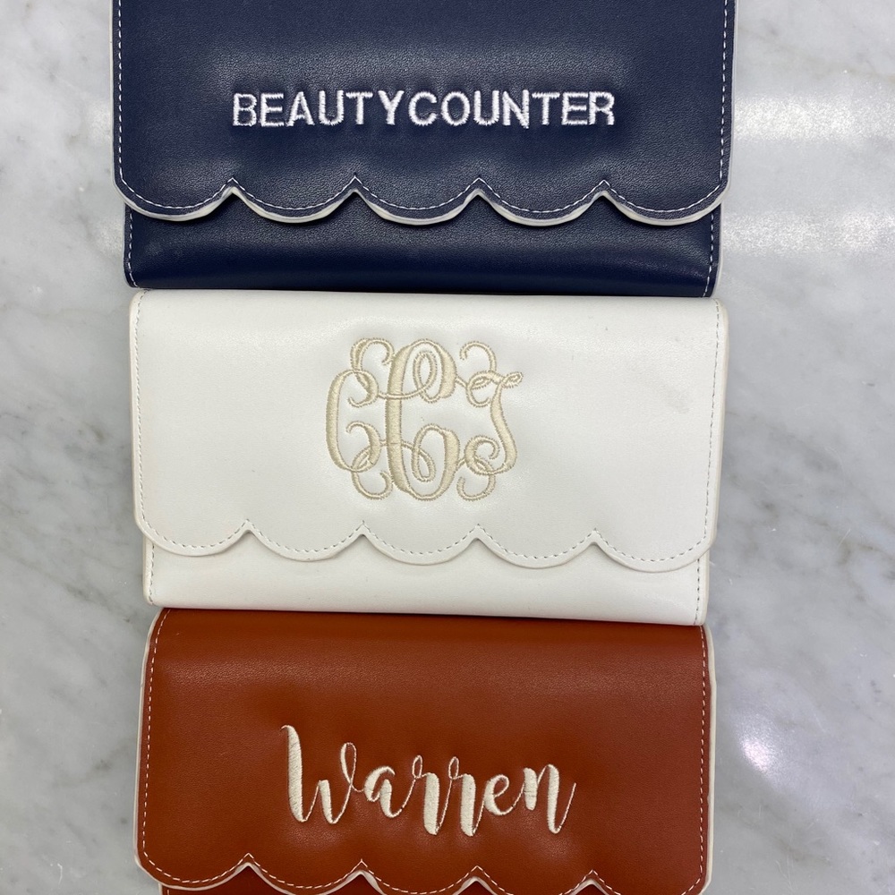 Personalized -Scalloped Leather Wallets - Monogram